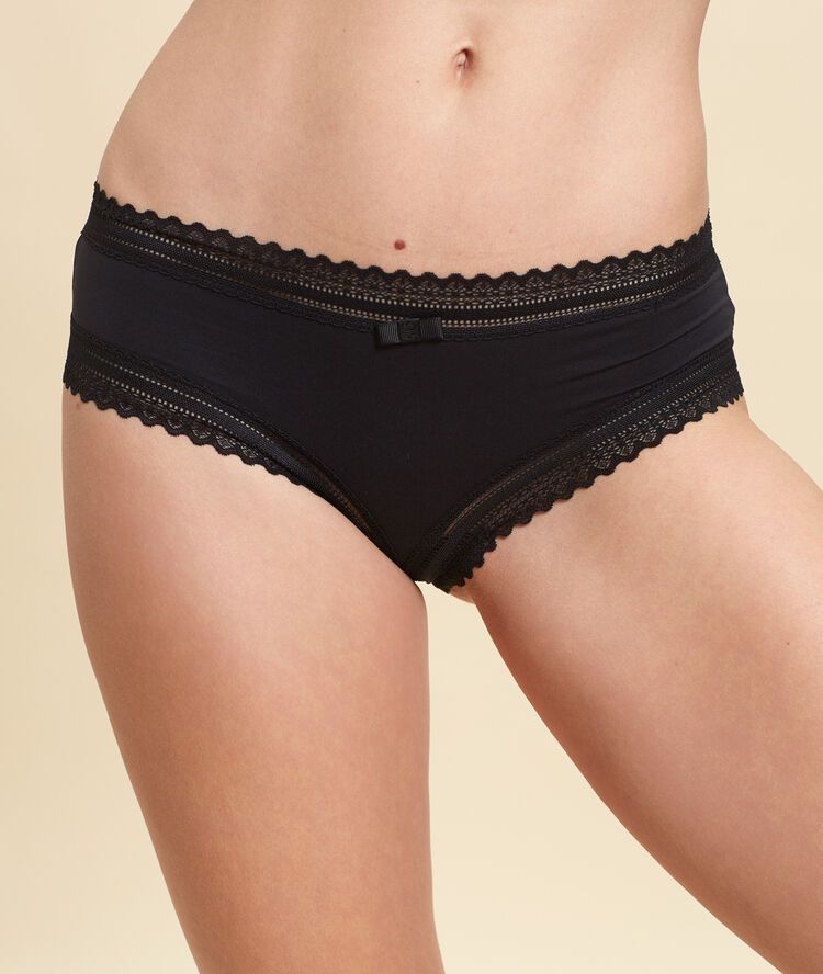Microfibre shorts with lace trims black.