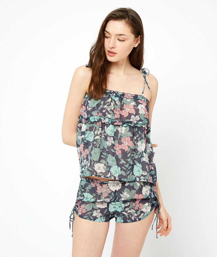 Floral print shorts navy.