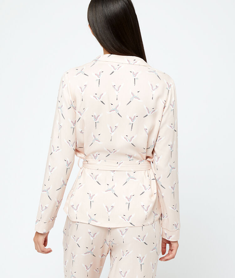 Pyjamas shirt in birds print pink.