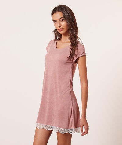 Nightshirt with lace hem;${refinementColor}