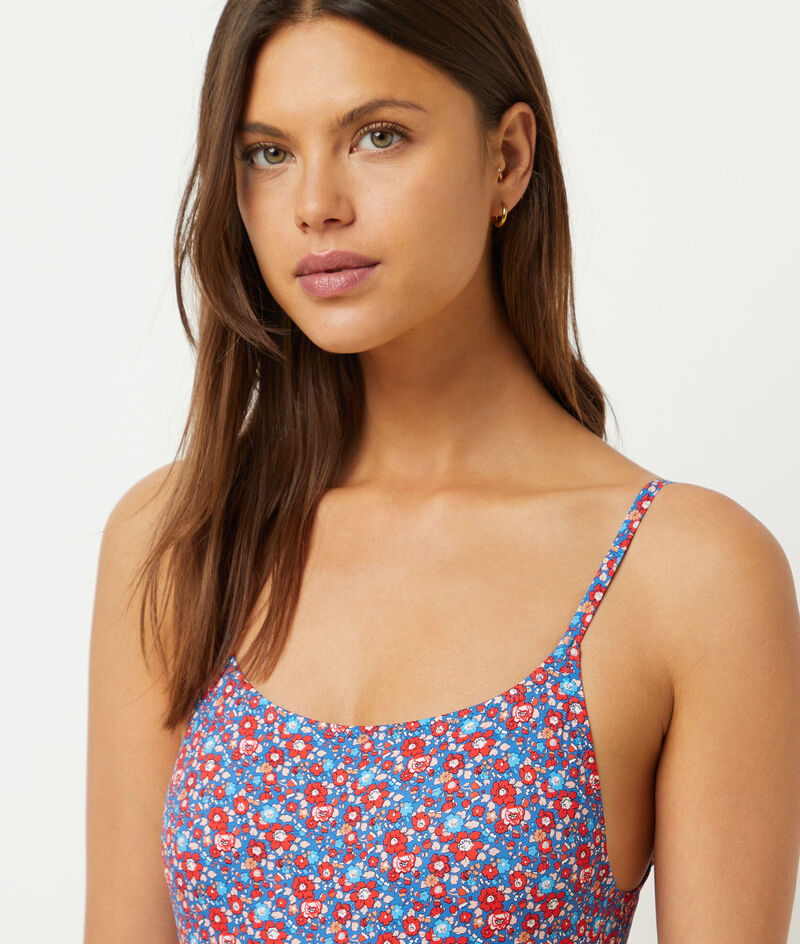 Liberty Fabric One-Piece Backless Swimsuit;${refinementColor}