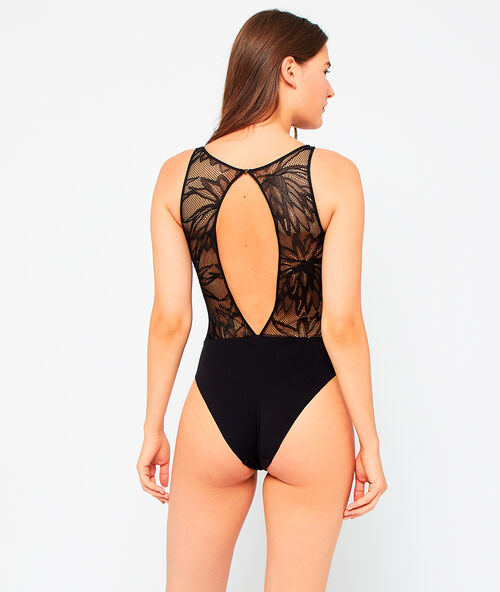 Body bi-mati&egrave;re, dos ouvert noir.