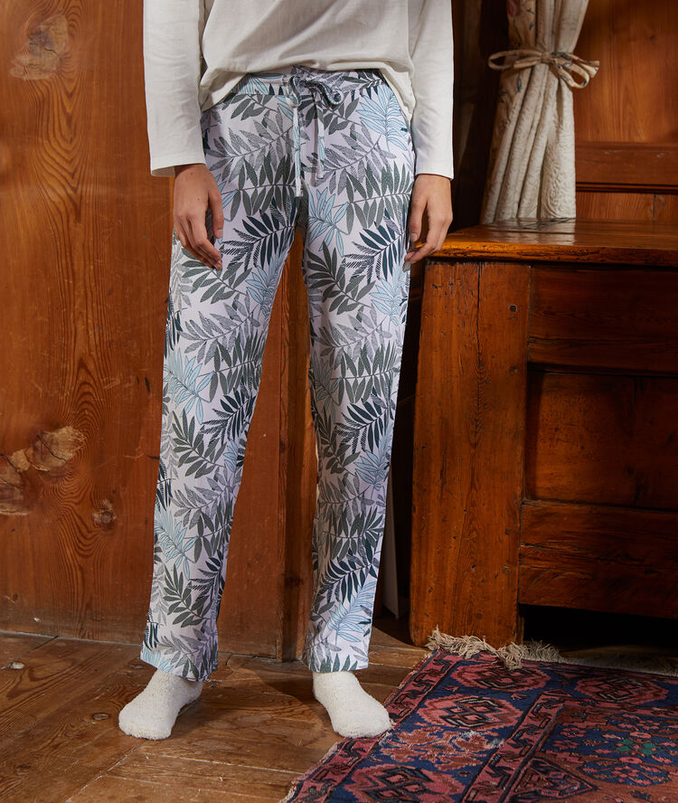 Pantalon imprim&eacute; ecru.