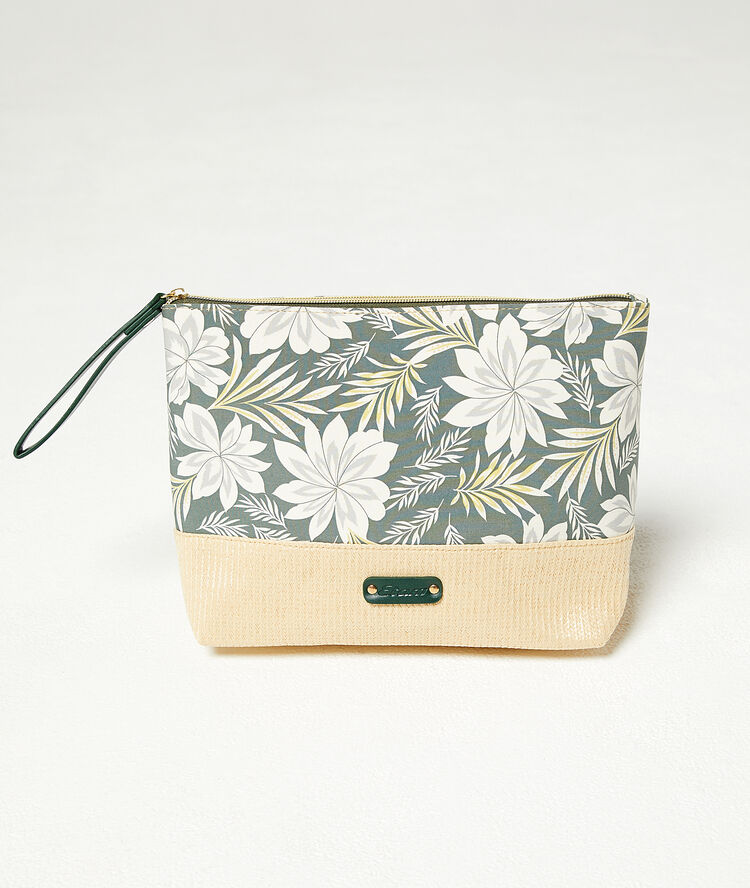 Trousse fleurie vert.