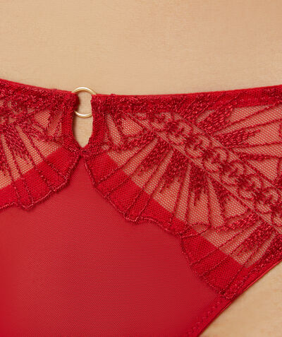 Embroidered tulle thong;${refinementColor}