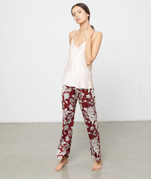 Lace back satin top ecru.