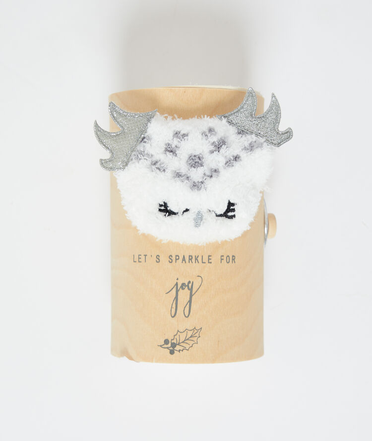Chaussettes cocooning hiboux blanc.