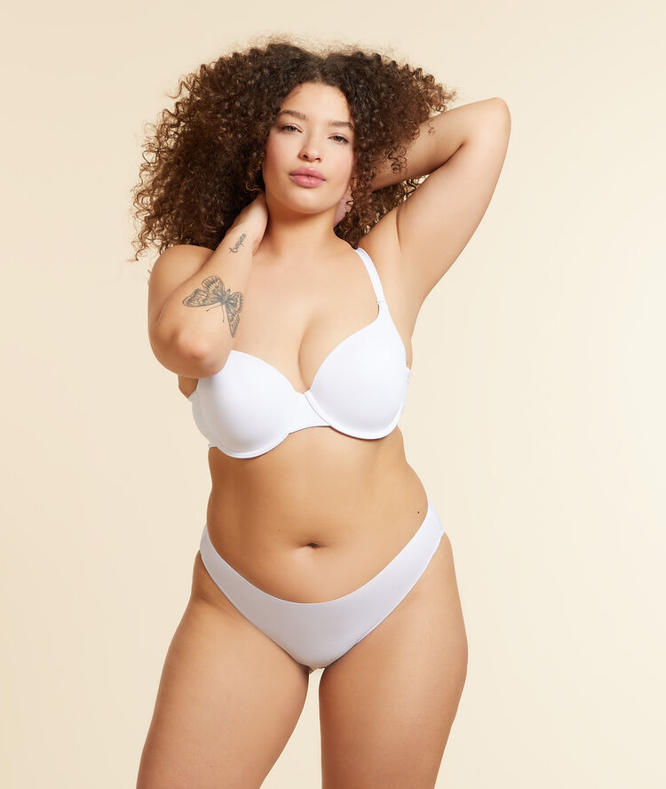 Padded demi cup bra, d&e cups white.
