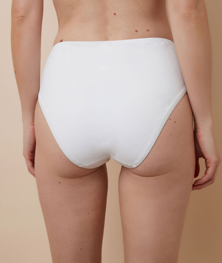 High-waisted bikini bottom white.