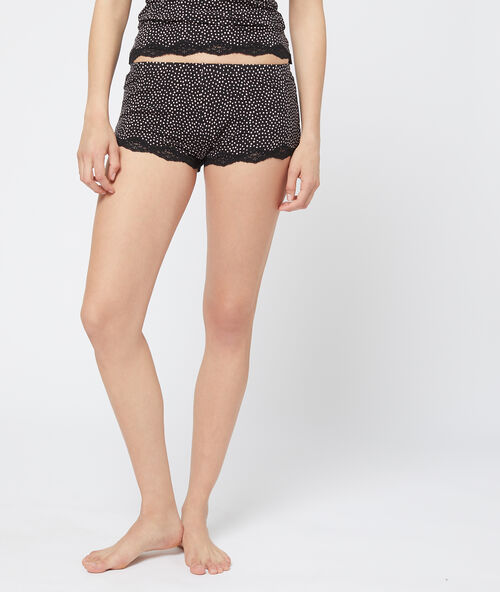 Lace polka dot shorts black.
