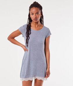 Nightshirt With Lace Details;${refinementColor}