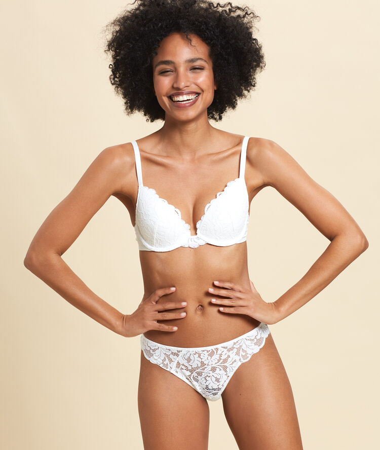 Soutien-gorge n&deg;2  - push-up plongeant ecru.