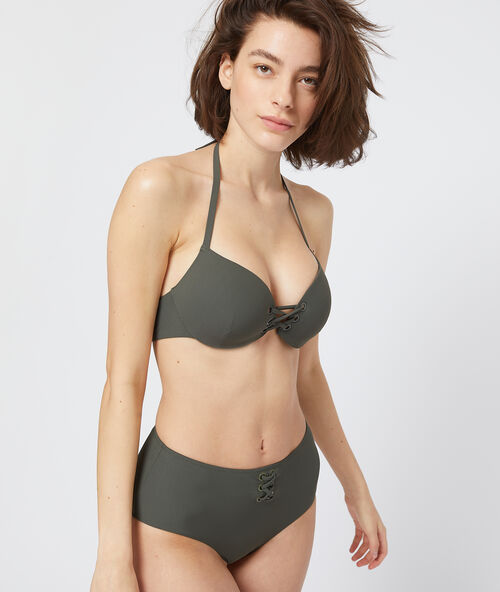 Push-up bikini top khaki.
