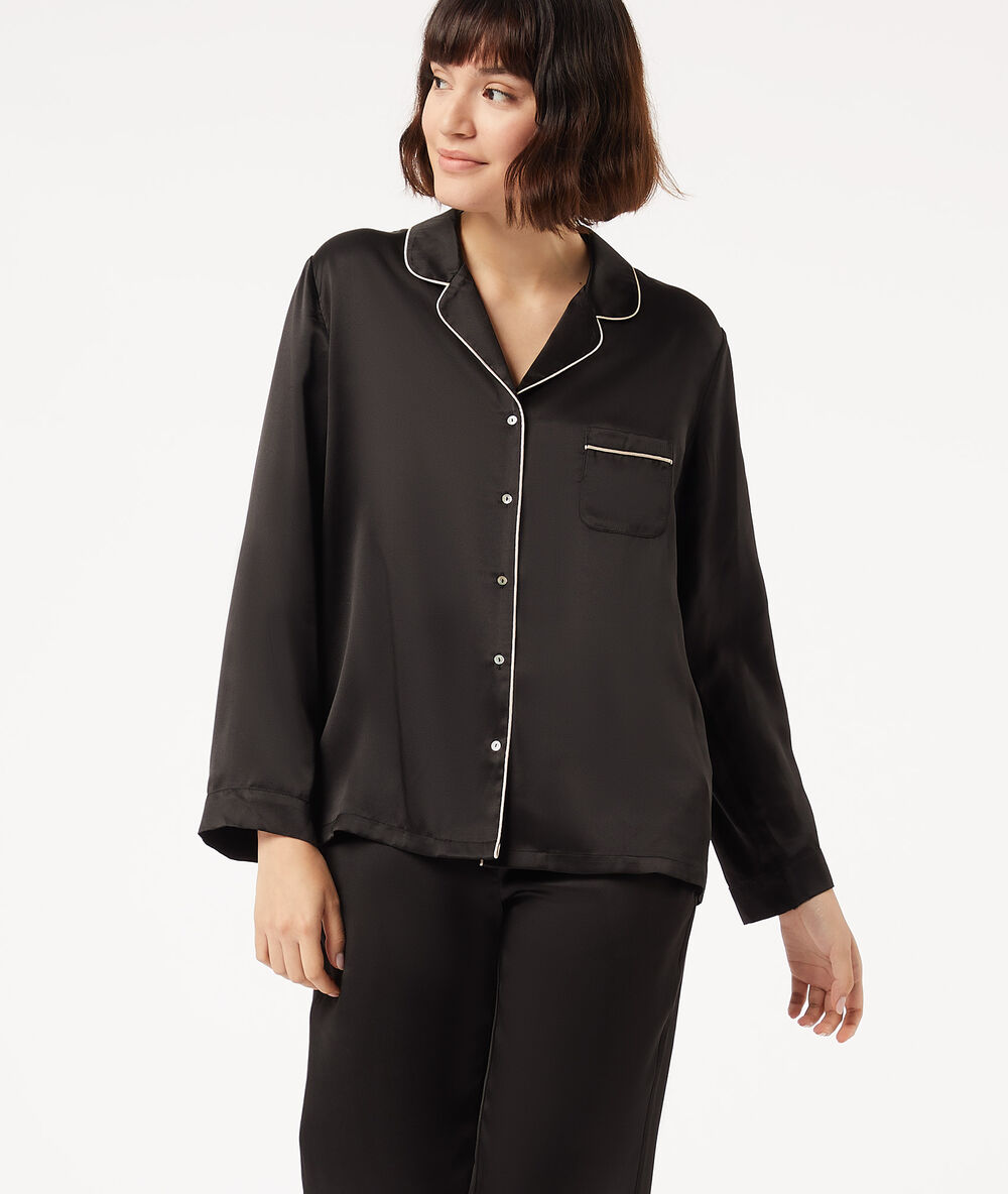 Silk pyjamas shirt black.