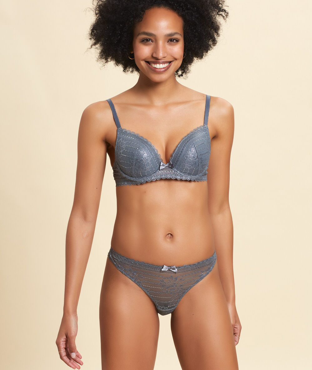 Bra n&deg;2 - push-up plunge bra green blue.
