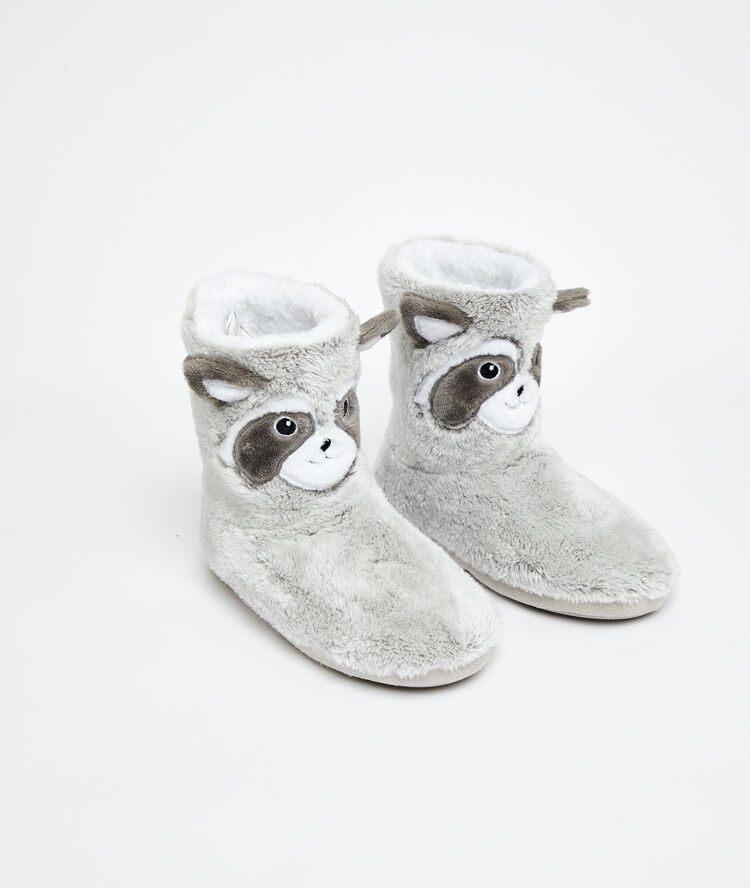 Chaussons bottines raton laveur anthracite.