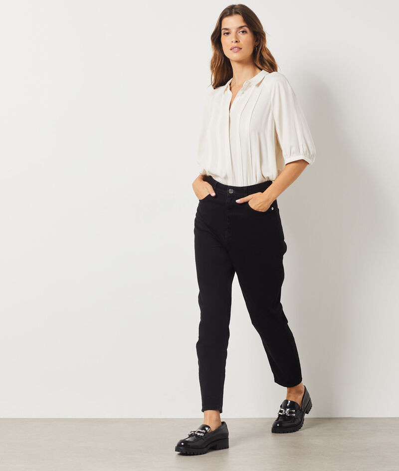 Cotton High Waist Jeans;${refinementColor}