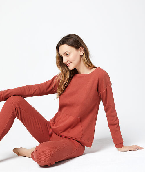 Lounge slim trousers brick.