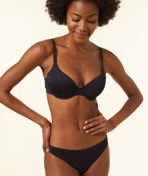 Micro padded demi-cup black.