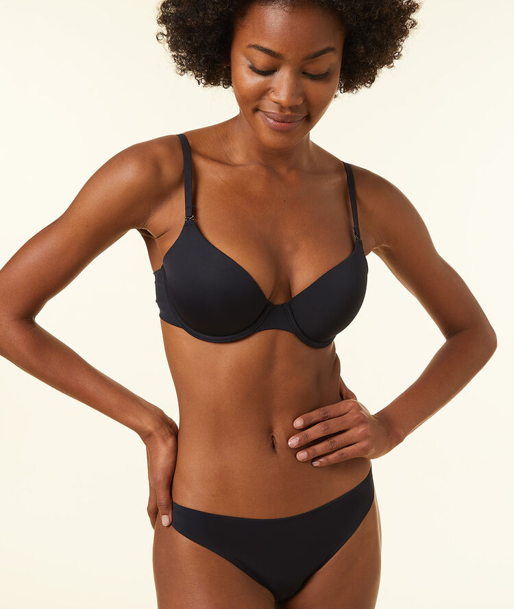 Micro padded demi-cup black.