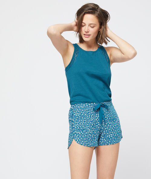 Cotton vest petrol blue.