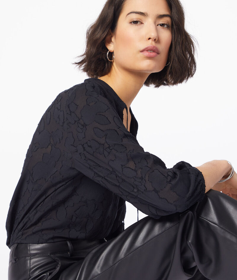 Blouse With Jacquard Details;${refinementColor}
