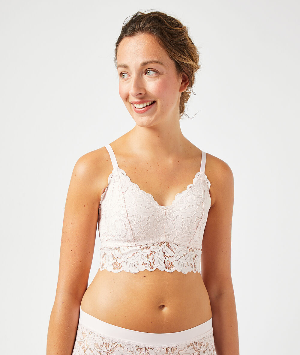 Non-wired post-masectomy triangle bra powdery pink.
