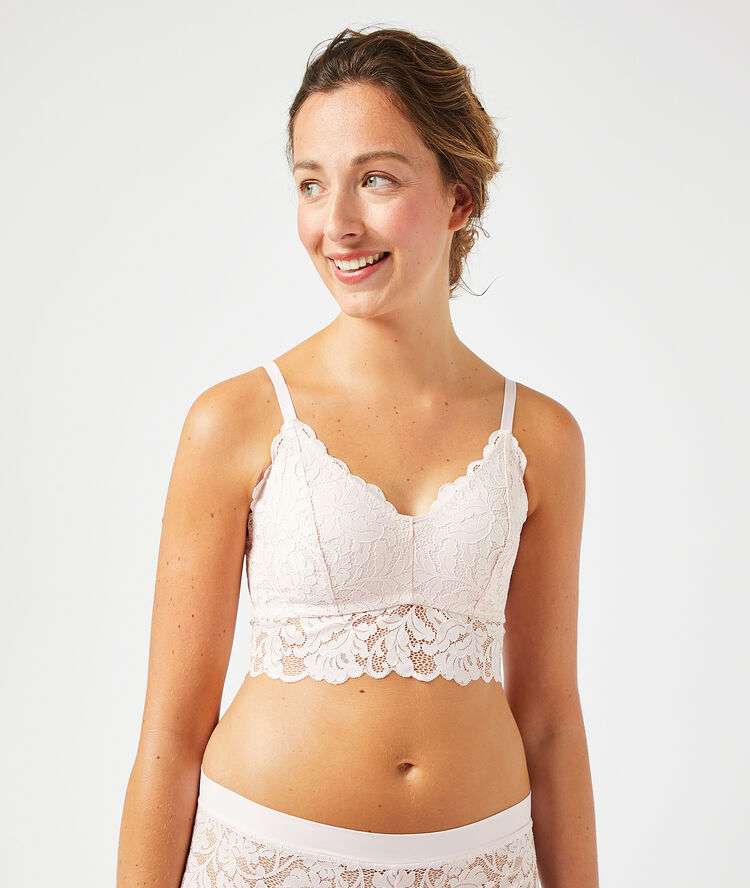 Non-wired post-masectomy triangle bra powdery pink.