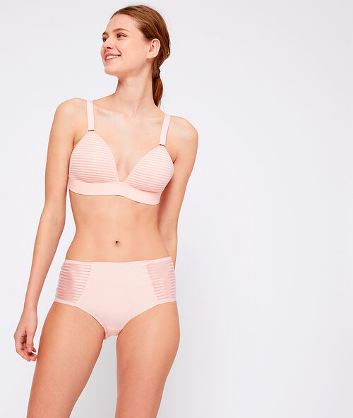 Non-wired triangle bra blush.