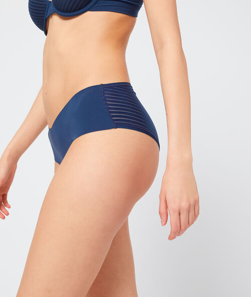 Microfibre shorty with tulle detailing navy blue.