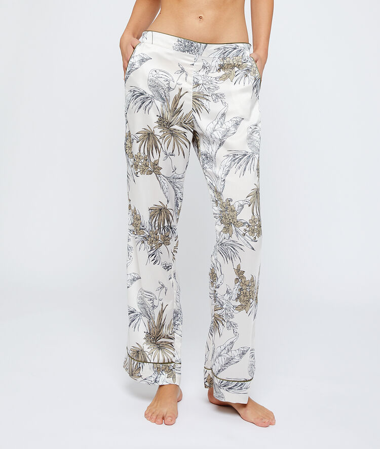 Trousers in a foliage print  white.