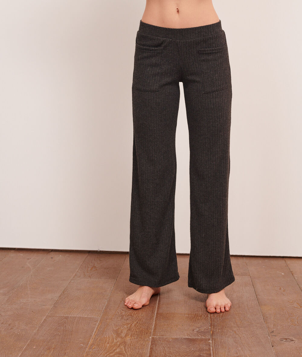 Loungewear ribbed trousers anthracite.