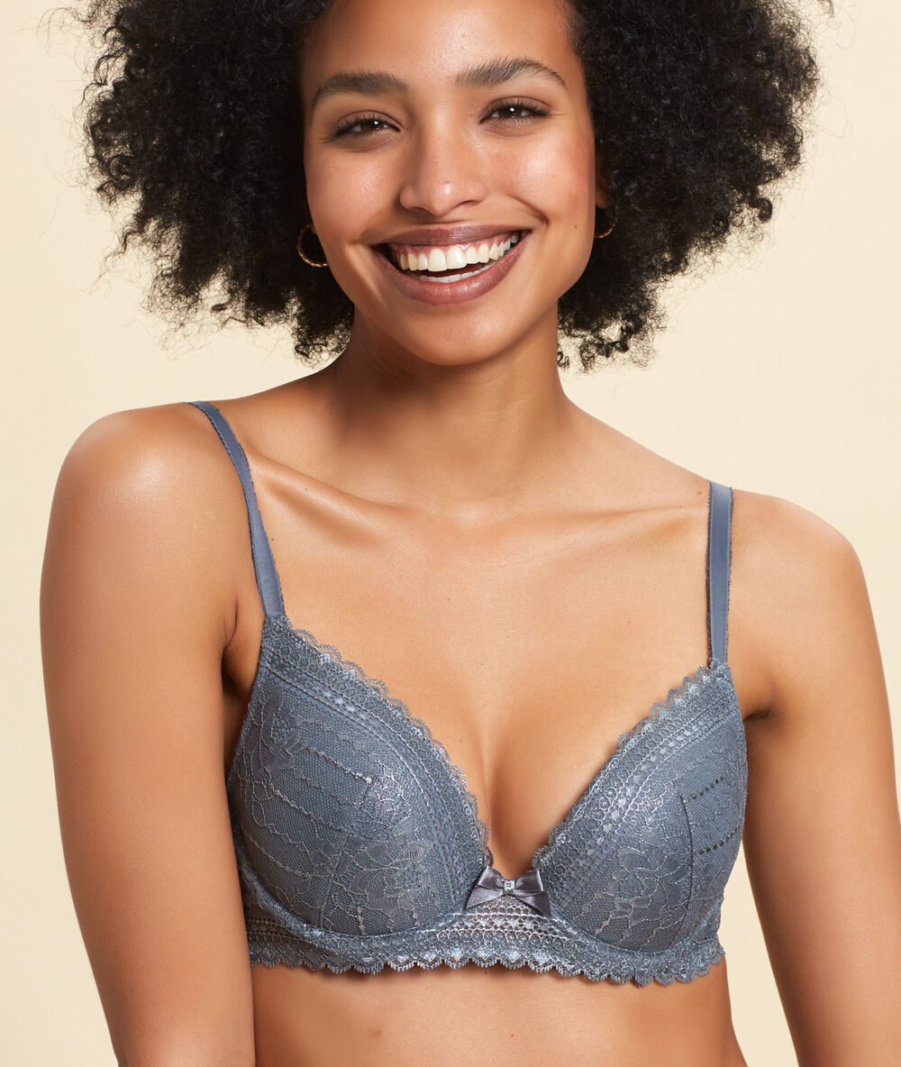 Bra n&deg;2 - push-up plunge bra green blue.