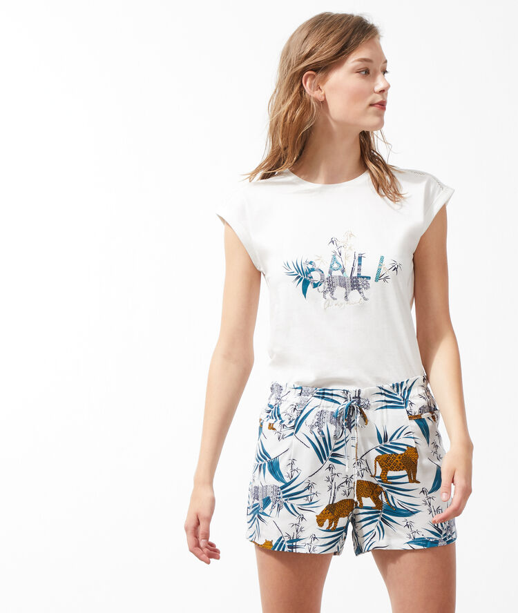 Short imprim&eacute; ecru.