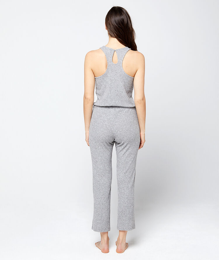 Ribbed knit jumpsuit grey.