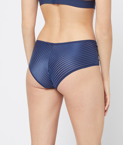Microfibre briefs, openwork tulle navy blue.