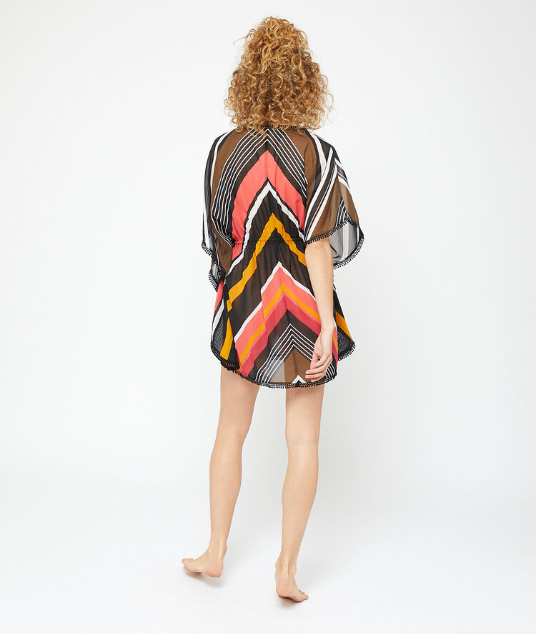 Nuisette graphique forme poncho multicouleurs.