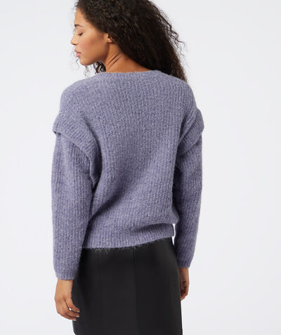 V-neck knit sweater;${refinementColor}