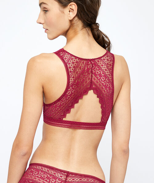 Lace triangle bra - sizes s/m/l burgundy.