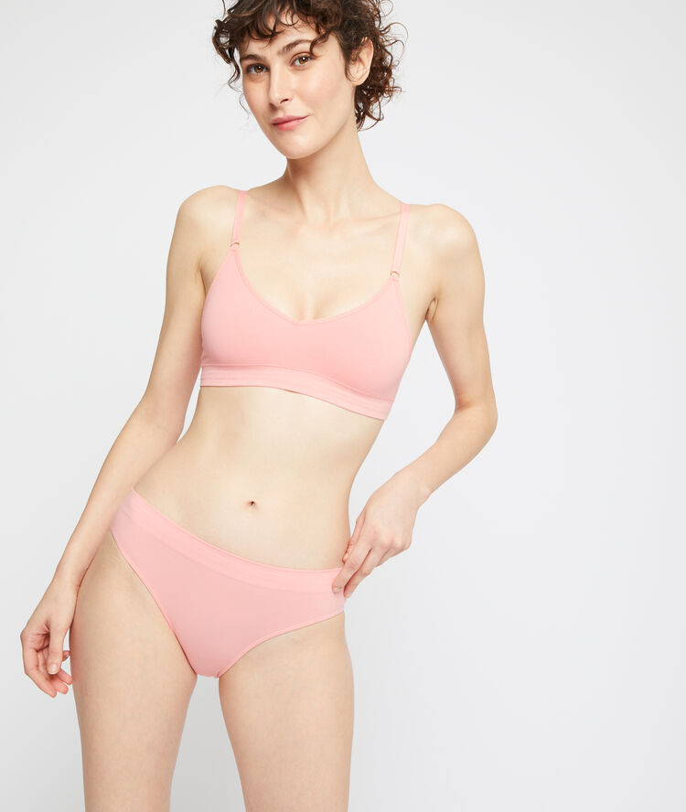Seamless bra, removable pads pink.