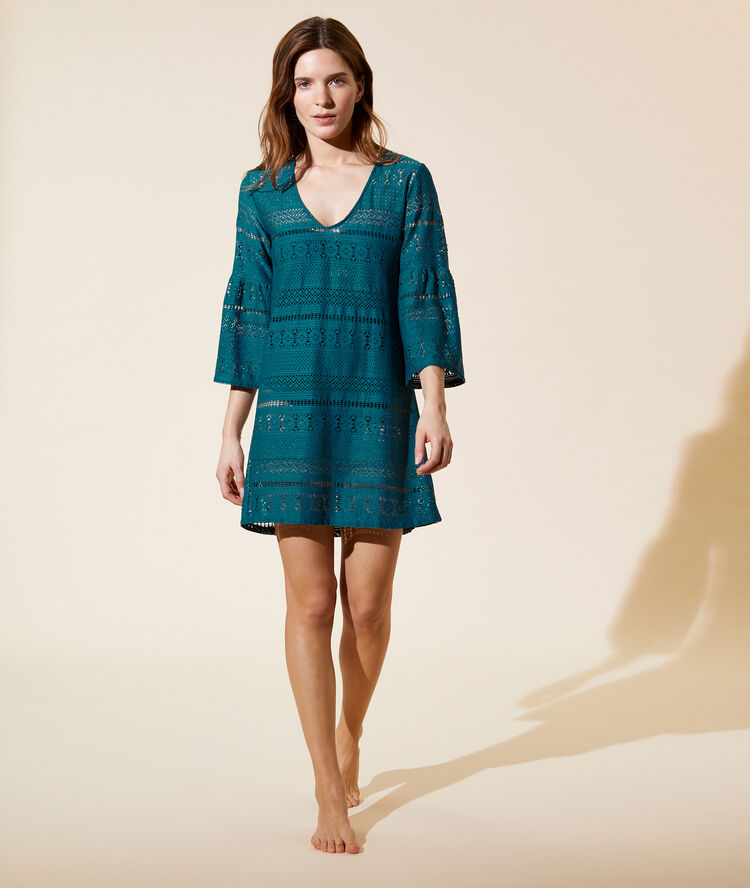 Crochet cover up green.