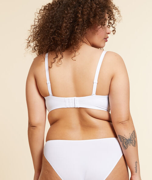 Microfibre cup strapless bra, removable straps white.