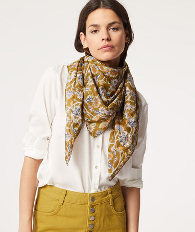 Silk and cotton print scarf ;${refinementColor}