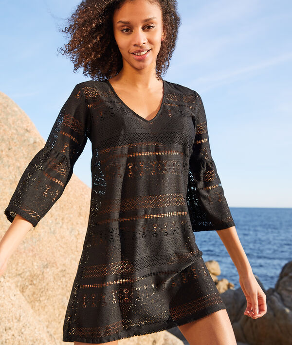 Tunique de plage manches 3/4 ajour&eacute;e;${refinementColor}