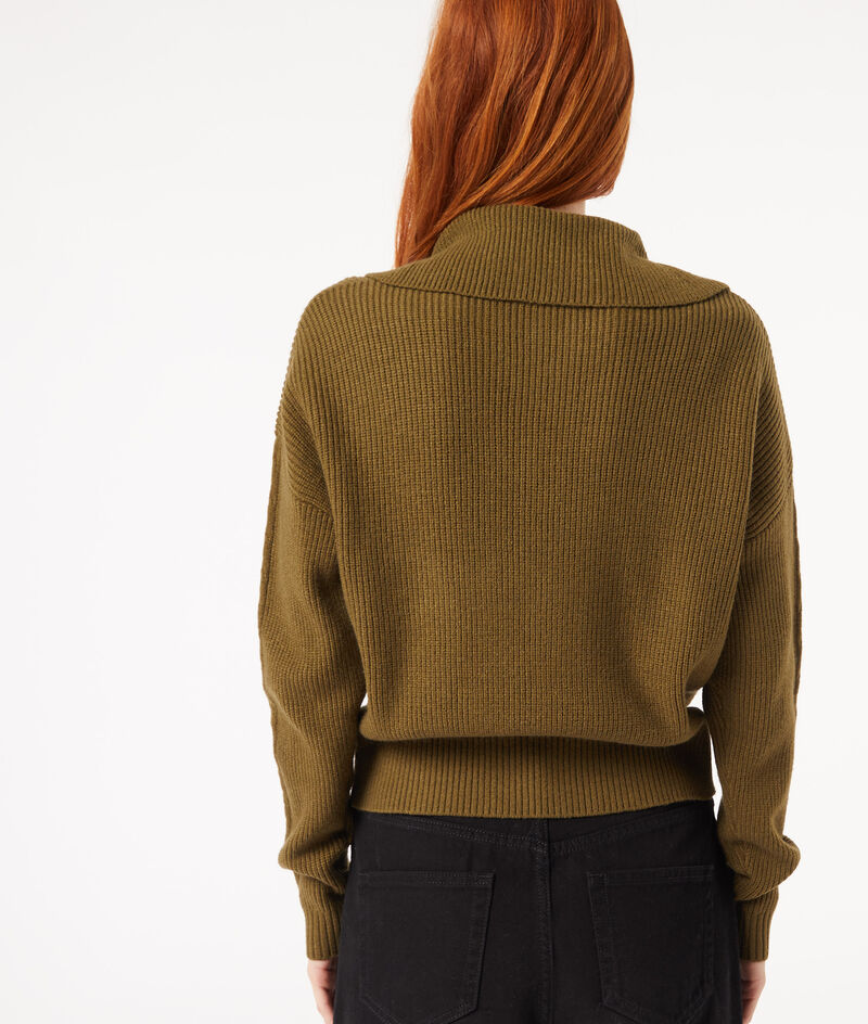 High-neck knit sweater;${refinementColor}