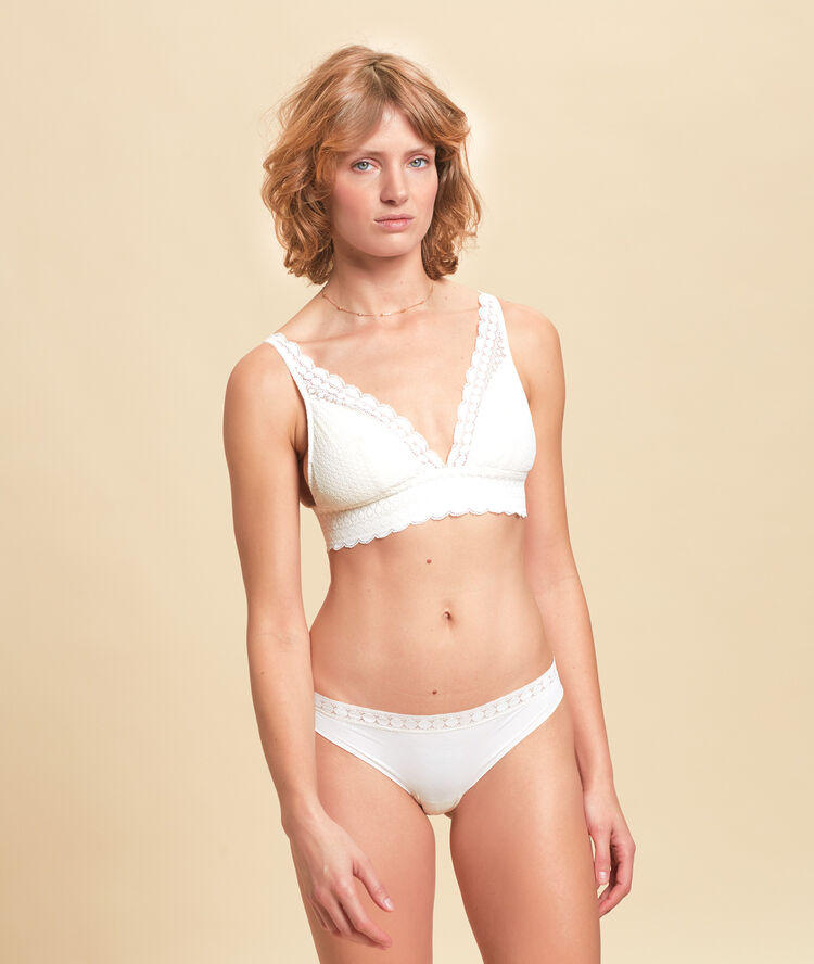 Slip en microfibre et dentelle ecru.