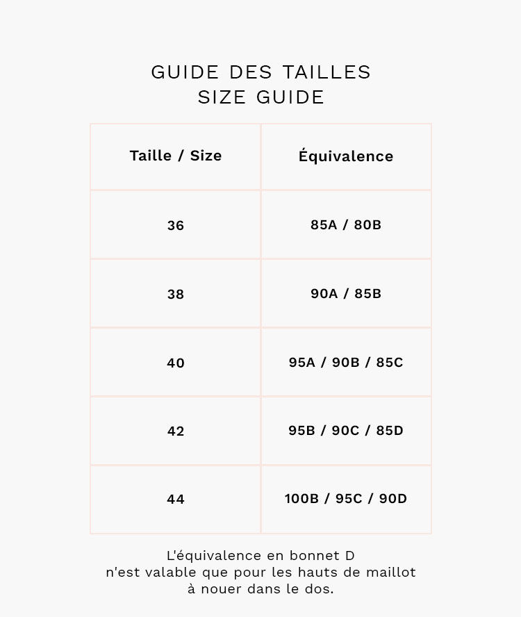 guide taille etam soutien gorge