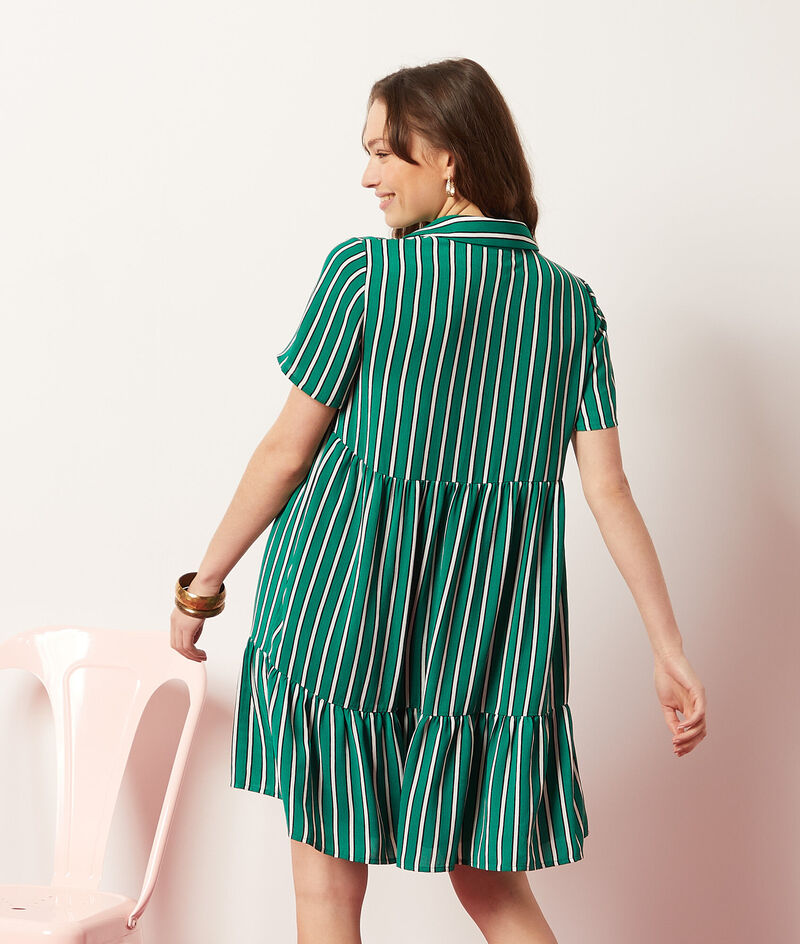 Short sleeve striped dress;${refinementColor}