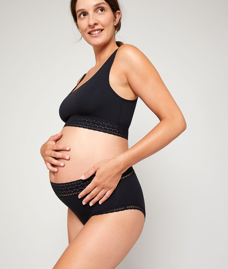 Culotte mi-haute microfibre noir.