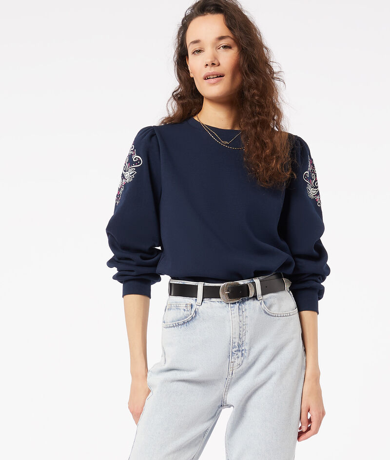 Sweatshirt with embroidery details;${refinementColor}